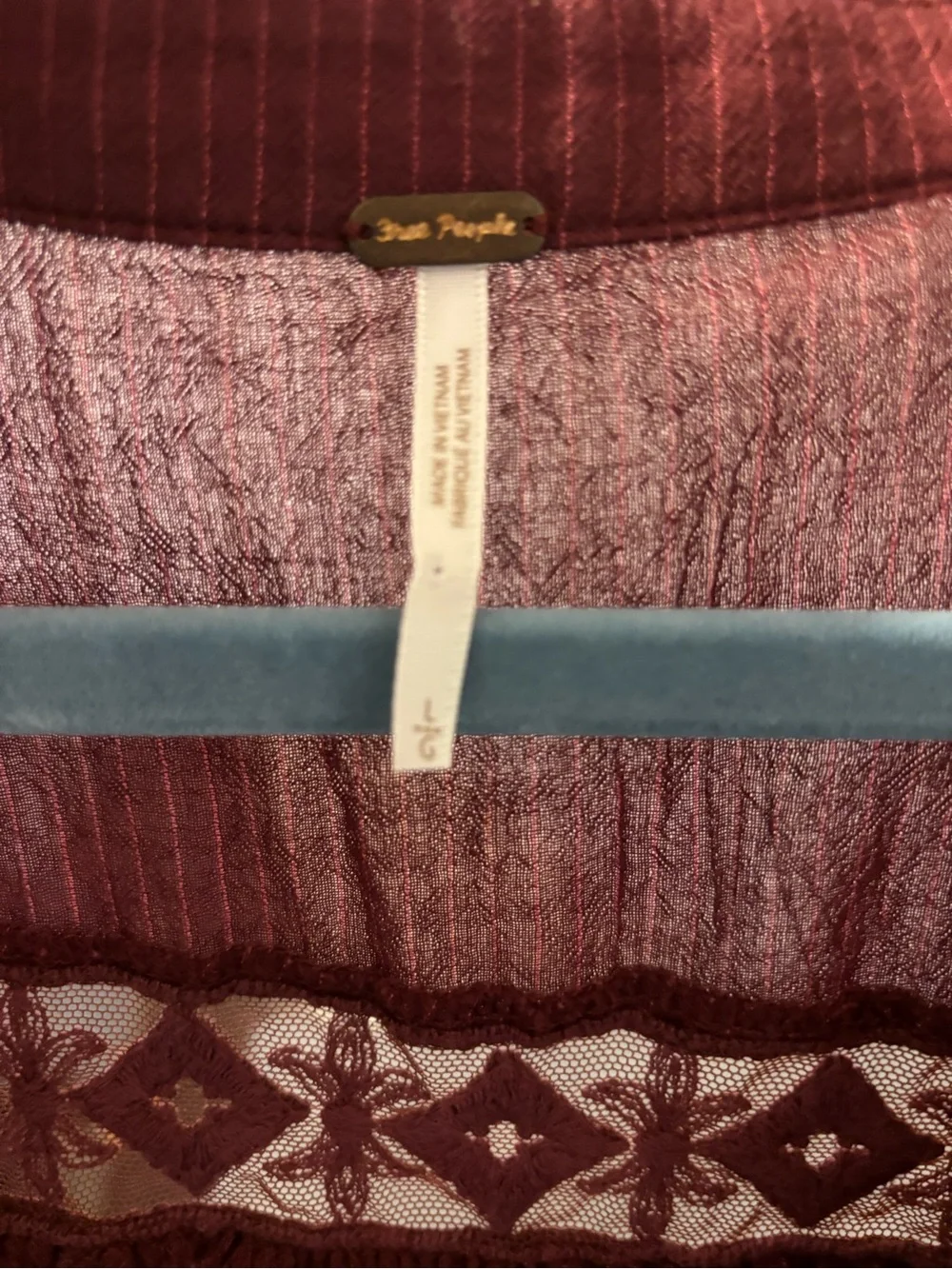 Free People Boho Embroidered V-Neck Tunic - Wine